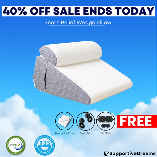 Snore & Sleep Apnea Relief Wedge Pillow + 3 FREE Gifts