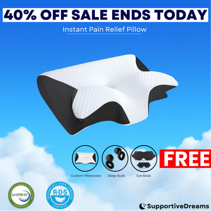 Supportive Dreams™ Pain Relief Pillow + 3 FREE Gifts